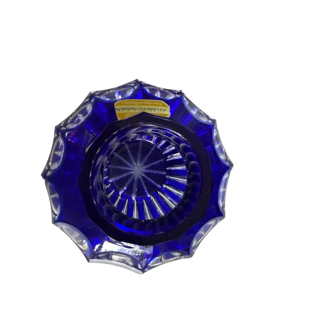 Cobalt Blue Crystal Bud Vase Intricate Cut Designs Bleikristall Wittelsbacher Ha - Picture 8 of 8